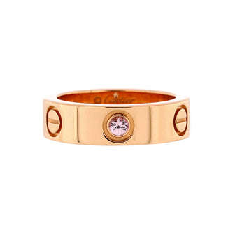 Cartier Love Band 1 Sapphire Ring 18K Rose Gold with Pink Sapphire