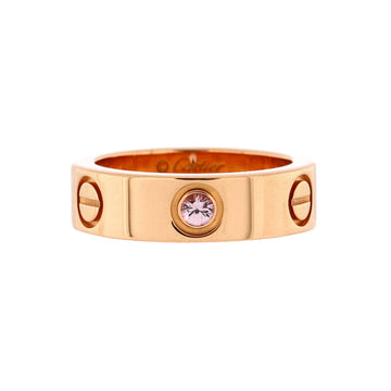 Cartier Love Band 1 Sapphire Ring 18K Rose Gold with Pink Sapphire