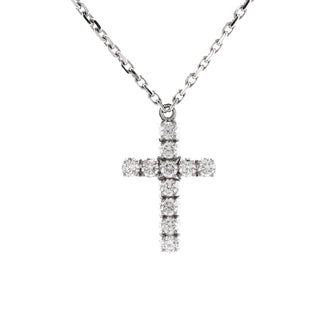 Cartier Cross Pendant Necklace 18K White Gold with Diamonds