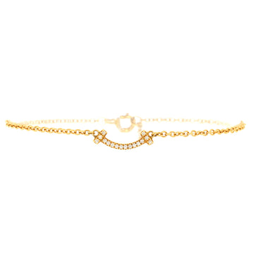 Tiffany & Co. T Smile Chain Bracelet 18K Yellow Gold with Diamonds Mini