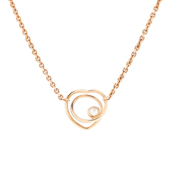 Hermes Vertige Coeur Pendant Necklace 18K Rose Gold with Diamond XS
