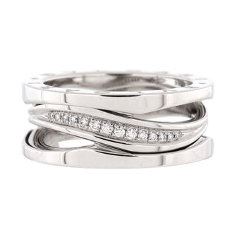 Bvlgari B.Zero1 Design Legend Zaha Hadid Three Band Ring 18K White Gold with Diamonds