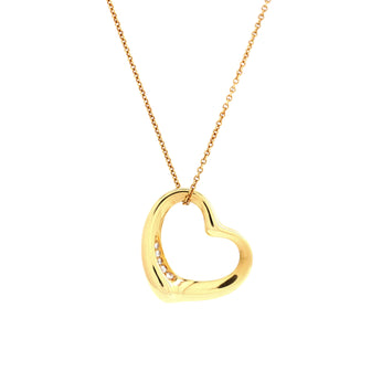 Tiffany & Co. Elsa Peretti Open Heart Pendant Necklace 18K Yellow Gold with Diamonds 22mm