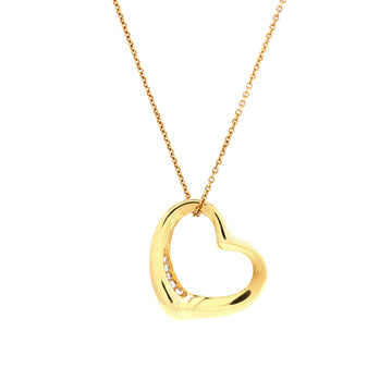 Tiffany & Co. Elsa Peretti Open Heart Pendant Necklace 18K Yellow Gold with Diamonds 22mm