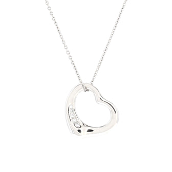 Tiffany & Co. Elsa Peretti Open Heart 5 Diamonds Pendant Necklace Platinum and Diamonds