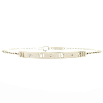 Tiffany & Co. Atlas Pierced Bar Chain Bracelet 18K White Gold with Diamonds