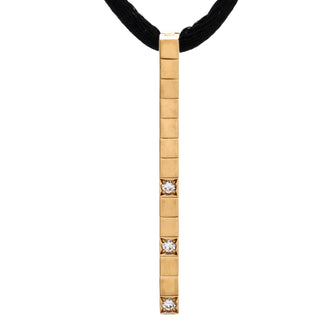 Cartier Lanieres Bar Pendant Necklace 18K Yellow Gold with Diamonds and Cord