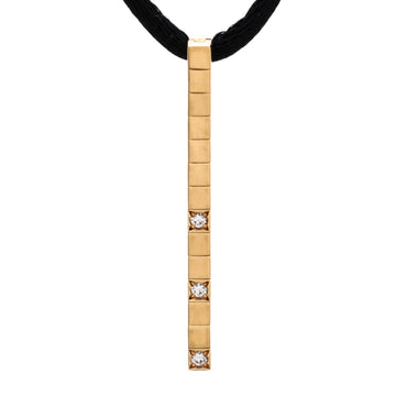 Cartier Lanieres Bar Pendant Necklace 18K Yellow Gold with Diamonds and Cord