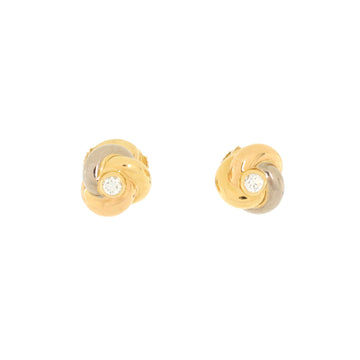 Cartier Trinity Stud Earrings 18K Tricolor Gold with Diamond Mini