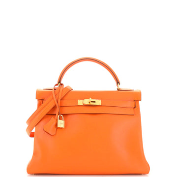 Hermes Kelly Handbag Orange Gulliver with Gold Hardware 32