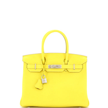Hermes Birkin Handbag Yellow Togo with Palladium Hardware 30