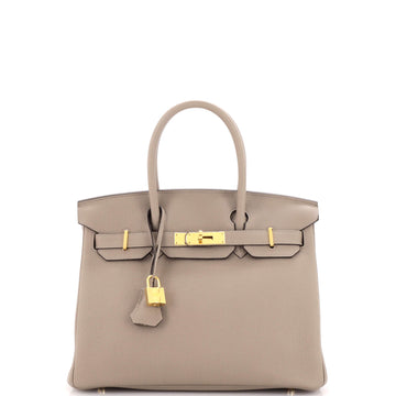 Hermes Birkin Handbag Grey Togo with Gold Hardware 30