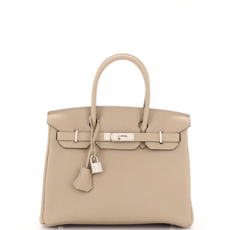 Hermes Birkin Handbag Grey Togo with Palladium Hardware 30