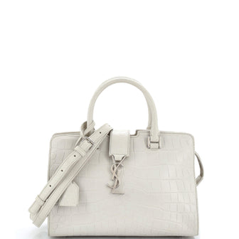 Saint Laurent Monogram Cabas Crocodile Embossed Leather Baby