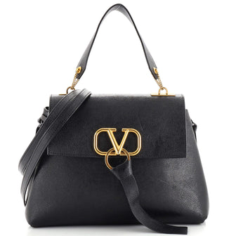 Valentino Garavani VRing Top Handle Satchel Leather Small Black