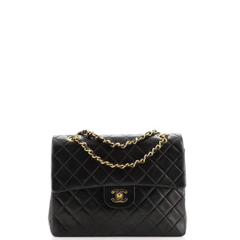 Chanel Vintage Square Classic Double Flap Bag Quilted Leather Medium