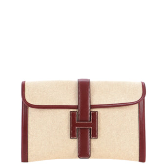 Hermes Jige Clutch Toile and Leather 29