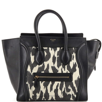 Celine Luggage Bag Printed Canvas and Leather Mini