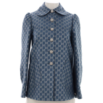 Gucci Women's Button Up Jacket GG Lame Wool Blend