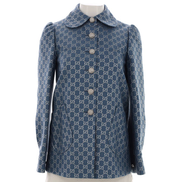 Gucci Women's Button Up Jacket GG Lame Wool Blend