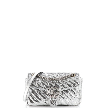 Gucci GG Marmont Flap Bag Diagonal Quilted Sequins Small