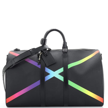Louis Vuitton Keepall Bandouliere Bag Rainbow Taiga Leather 50