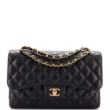 Chanel Classic Double Flap Bag Quilted Caviar Jumbo