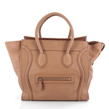 Celine Luggage Handbag Grainy Leather Mini Brown 2087303