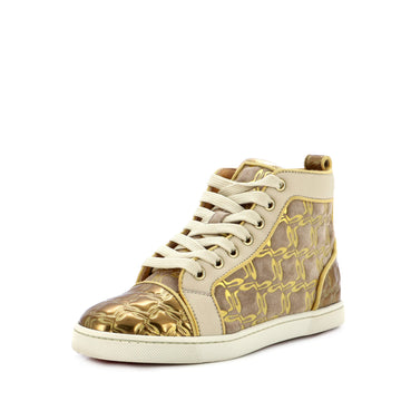 Christian Louboutin Women's Bip Bip Sneakers Embossed Leather and Suede