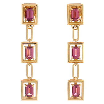 Tiffany & Co. Jewel Box Drop Earrings 18K Yellow Gold with Pink Tourmaline