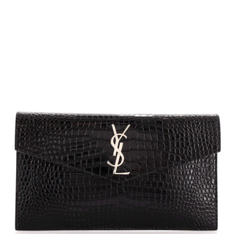 Saint Laurent Uptown Pouch Crocodile Embossed Leather