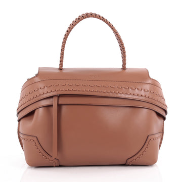Tod's Convertible Wave Bag Stitched Leather Small Brown 2087801