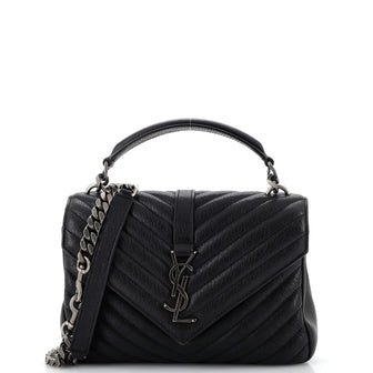 Saint Laurent Classic Monogram College Bag Matelasse Chevron Leather Medium