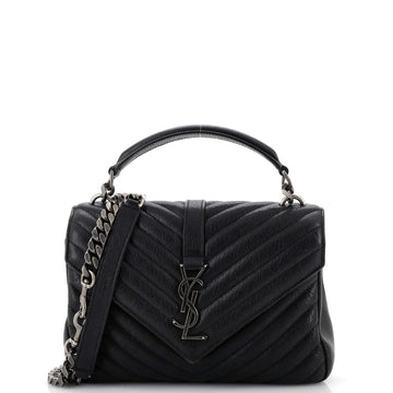 Saint Laurent Classic Monogram College Bag Matelasse Chevron Leather Medium