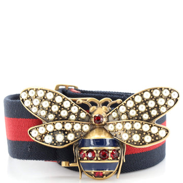 Gucci Queen Margaret Bee Belt Canvas Wide