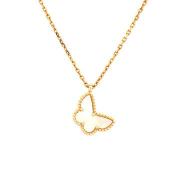 Van Cleef & Arpels Sweet Alhambra Butterfly Pendant Necklace 18K Yellow Gold and Mother of Pearl