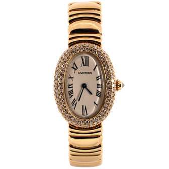 Cartier Baignoire Quartz Watch Yellow Gold with Three Row Diamond Bezel 22