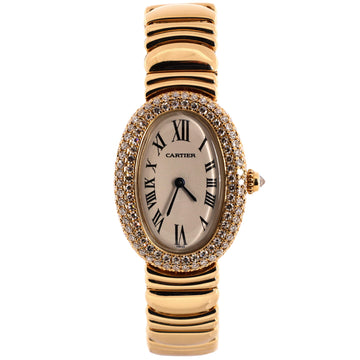 Cartier Baignoire Quartz Watch Yellow Gold with Three Row Diamond Bezel 22