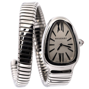 Bvlgari Serpenti Tubogas Single Spiral Quartz Watch Stainless Steel 23