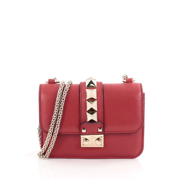 Valentino Glam Lock Shoulder Bag Leather Mini Red 2088101