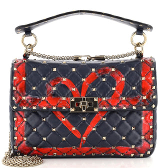 Valentino Garavani Rockstud Spike Flap Bag Quilted Printed Leather Medium