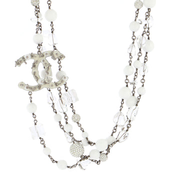 Chanel CC Ice Cube Station Long Necklace Metal with Frosted Resin, Beads and Crystals