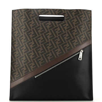 Fendi Forever Fendi Shopping Tote Zucca Coated Canvas and Leather Tall