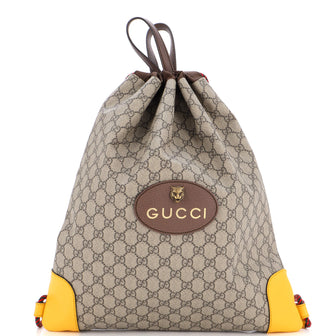 Gucci Neo Vintage Drawstring Backpack GG Coated Canvas Large