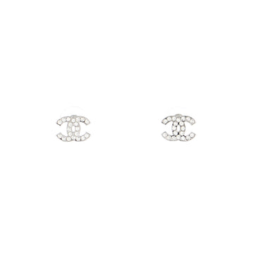 Chanel CC Stud Earrings Metal with Crystals
