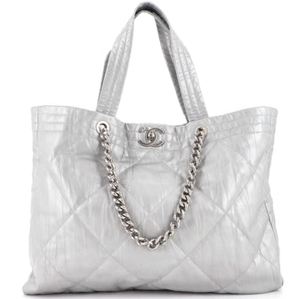 Chanel Ground Control Tote Quilted Iridescent Calfskin Large