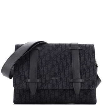 Christian Dior Flap Messenger Bag Oblique Canvas and Leather Medium Black  20881241