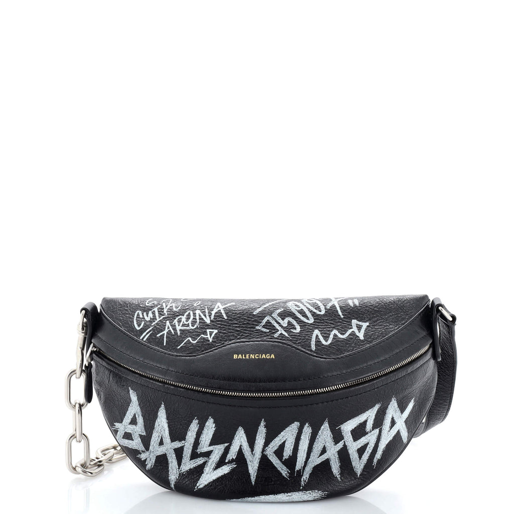 Balenciaga Souvenir XS Graffiti Belt Bag - Black Waist Bags