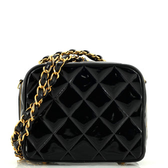 Chanel Vintage Chain Lunch Box Bag Quilted Patent Small