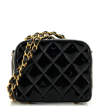 Chanel Vintage Chain Lunch Box Bag Quilted Patent Small